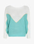 Pull en grosse maille à motif V irisé - Bleu ciel - 1