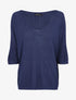 Pull loose en maille fine à manches 3/4 - Marine - 4