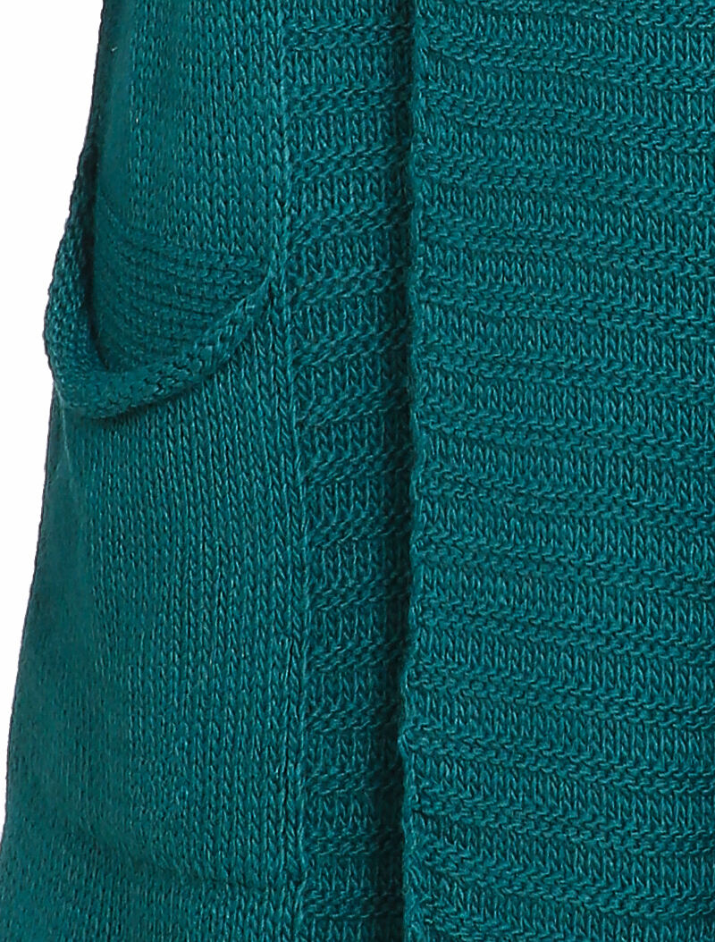 Gilet mi-long à col châle - Bleu canard - 3