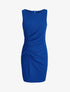 Robe unie mi-longue froncée - Bleu roi - 4