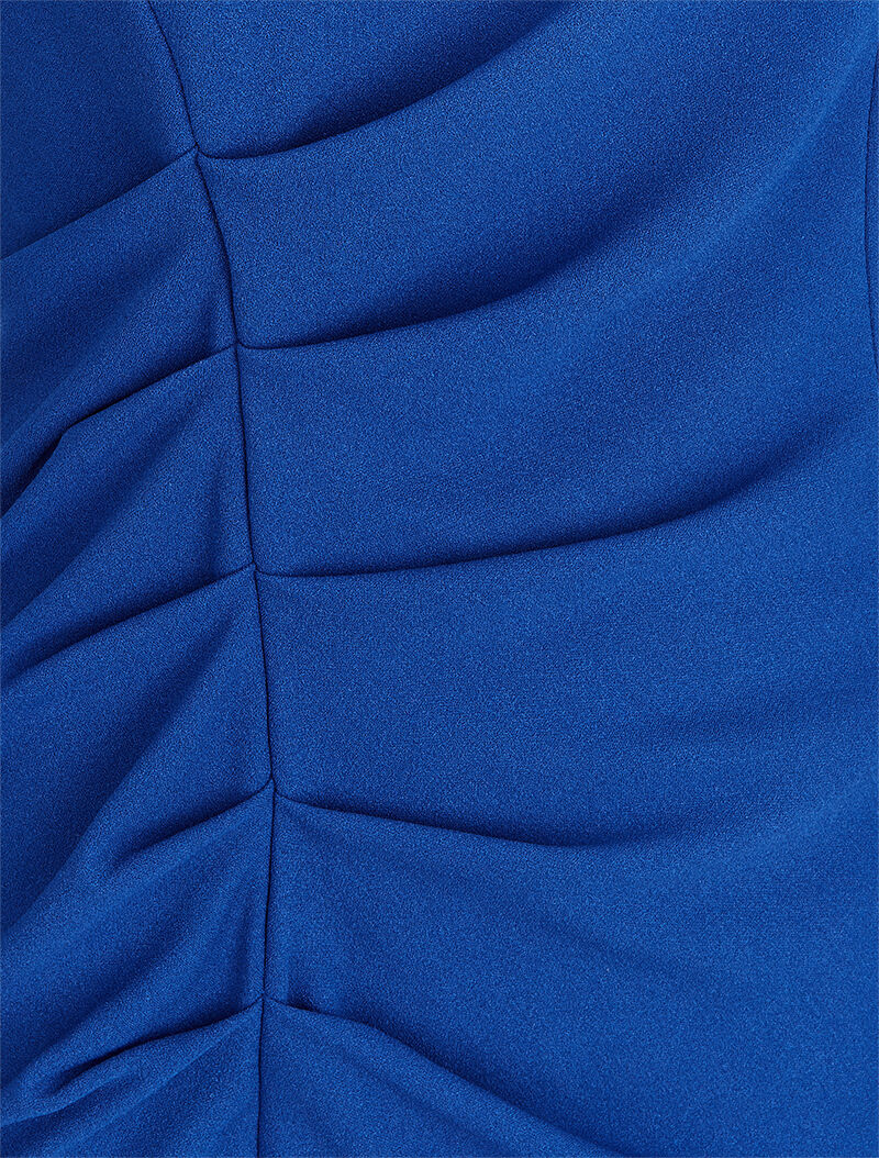 Robe unie mi-longue froncée - Bleu roi - 3