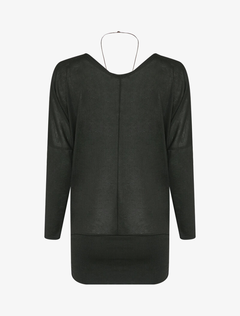Top chauve-souris avec sautoir - Noir - 2