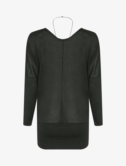 Top chauve-souris avec sautoir - Noir - 2