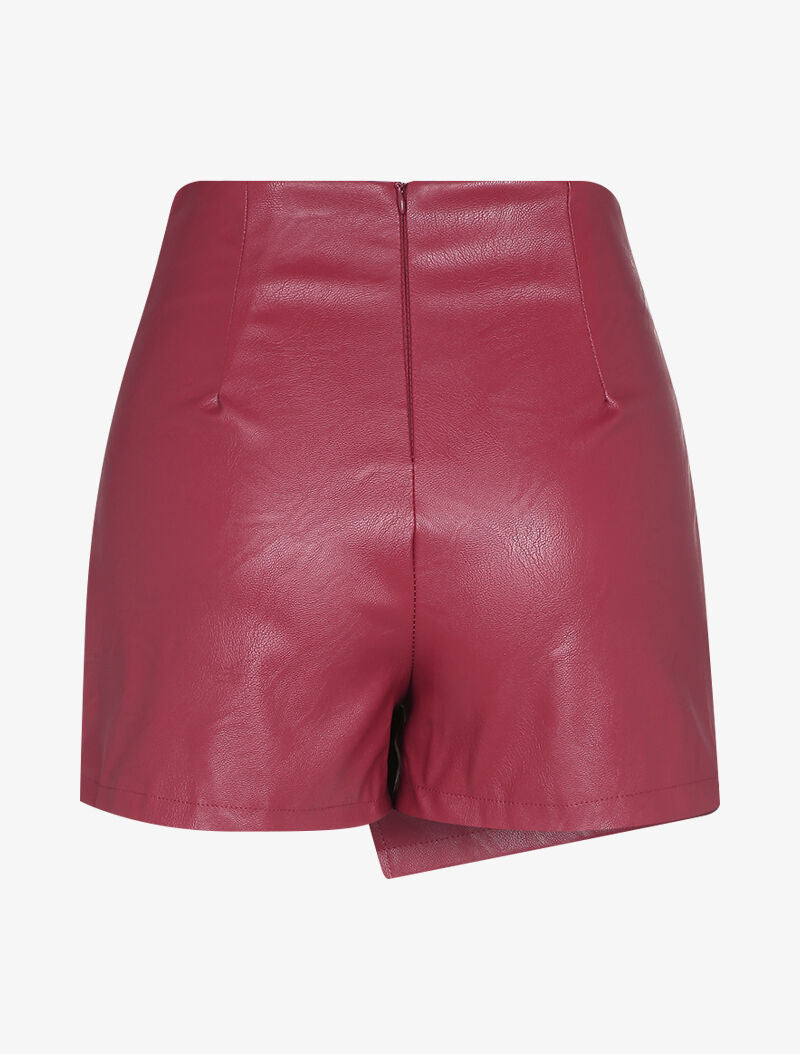 Short en simili effet jupe en trompe l&