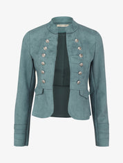 Veste courte en suédine style officier - Bleu charrette - 1