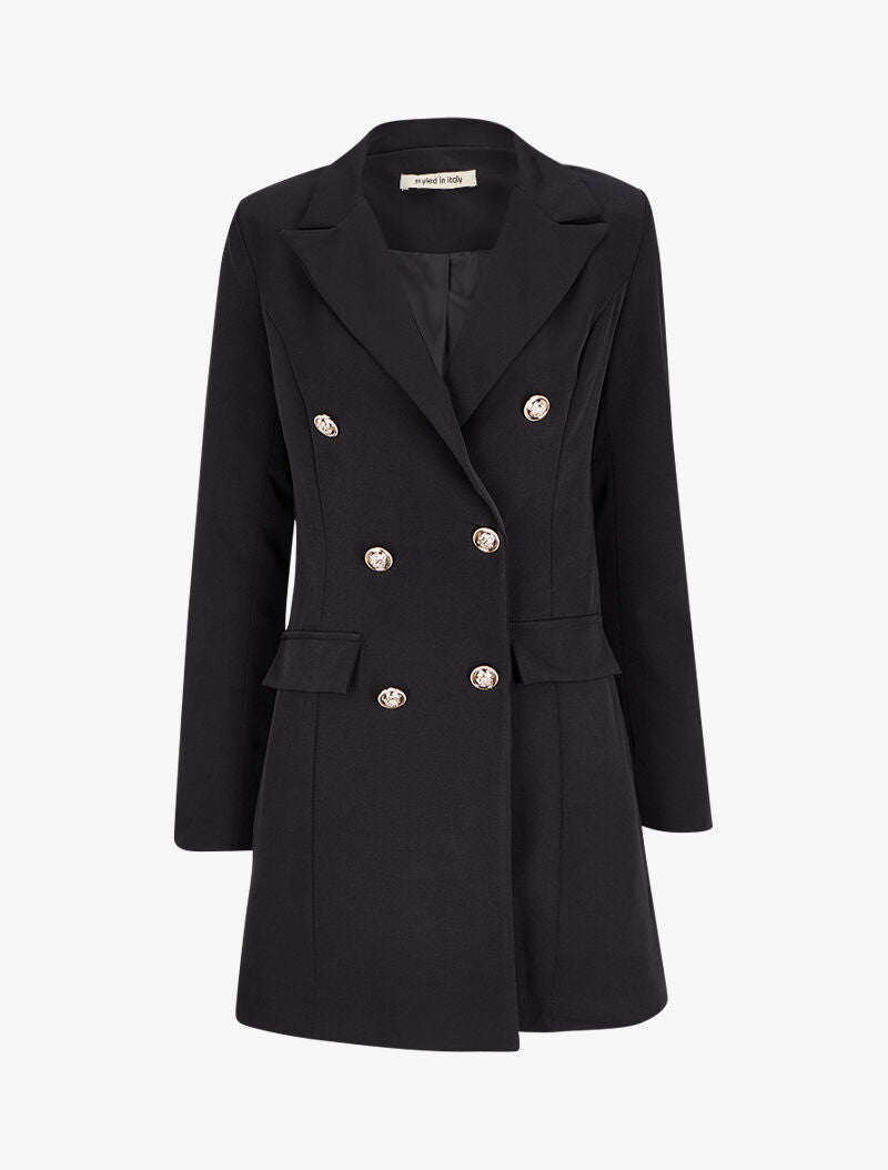 Blazer extra long style officier - Noir - 1
