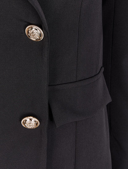 Blazer extra long style officier - Noir - 3