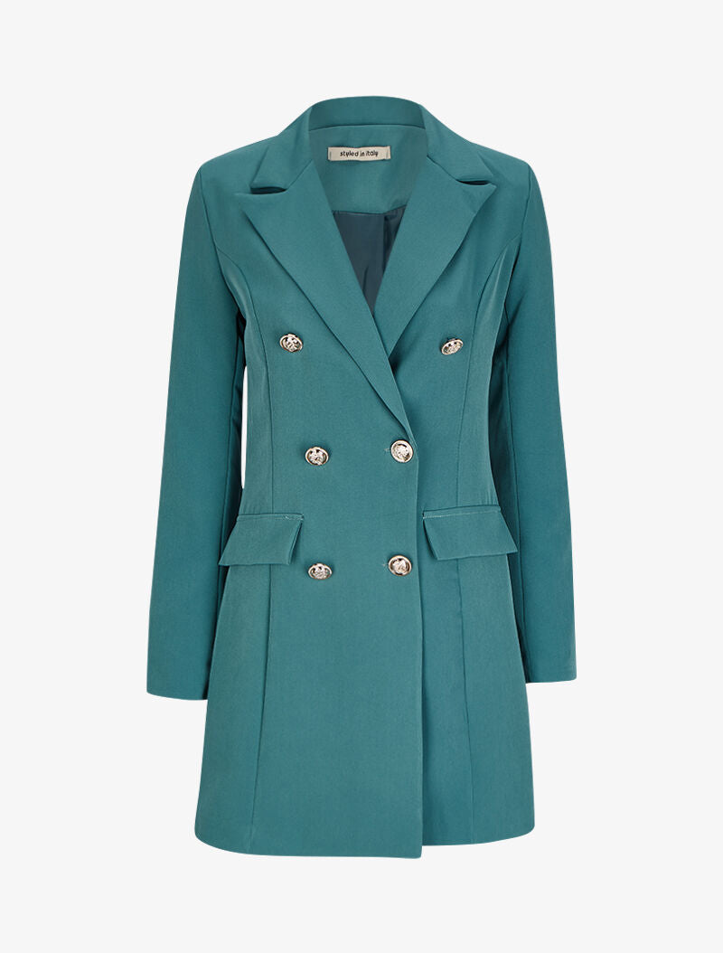 Blazer extra long style officier - Bleu charrette - 1