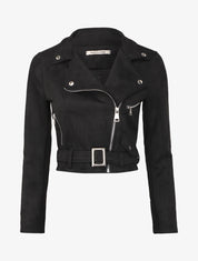 Perfecto en suédine à ceinture à boucle carrée - Noir - 1