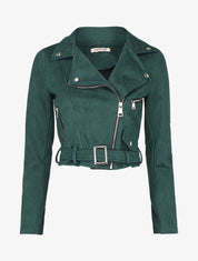 Perfecto en suédine à ceinture à boucle carrée - Vert sapin - 4