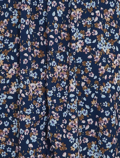 Robe patineuse à imprimé petites fleurs des champs - Marine - 3