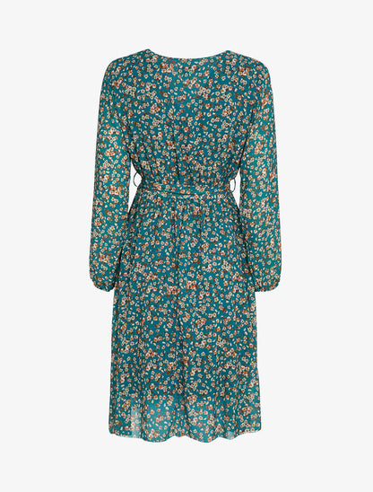 Robe patineuse à imprimé petites fleurs des champs - Bleu canard - 2
