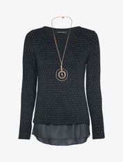 Pull à détail argenté et doublure en voile - Noir - 4