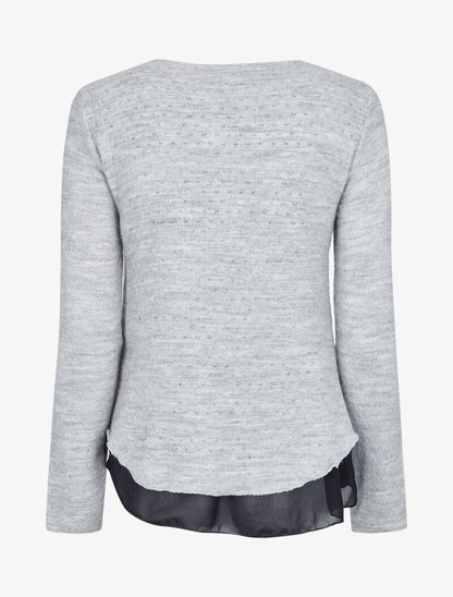 Pull en maille douce à doublure voile - Gris - 2