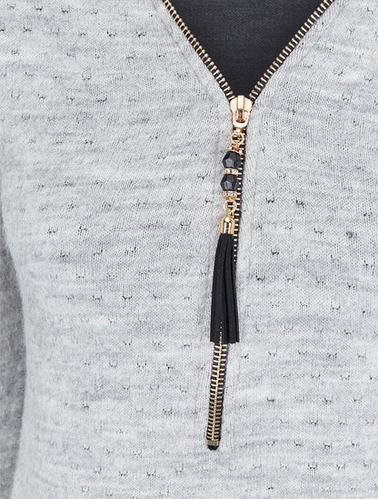 Pull en maille douce à doublure voile - Gris - 3