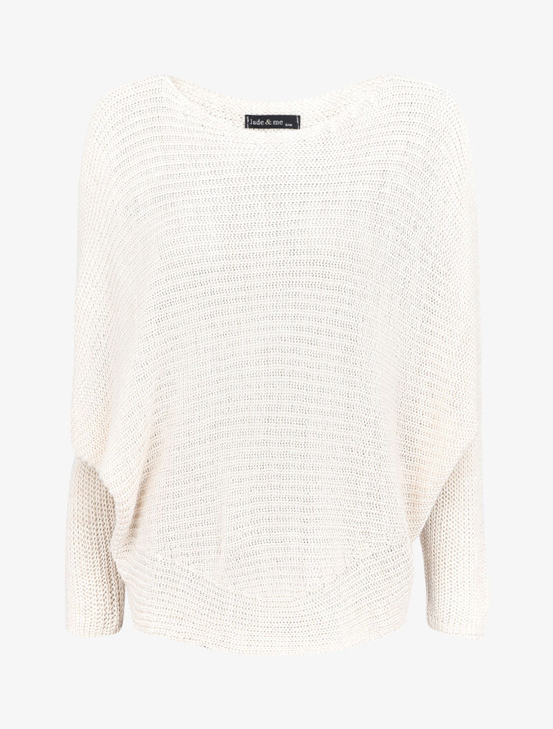 Pull chauve-souris en maille - Beige - 4