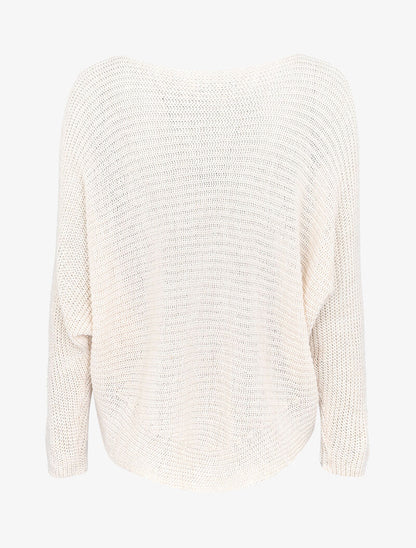 Pull chauve-souris en maille - Beige - 2
