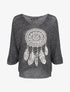 Pull oversize en maille crochet imprimé - Noir - 1