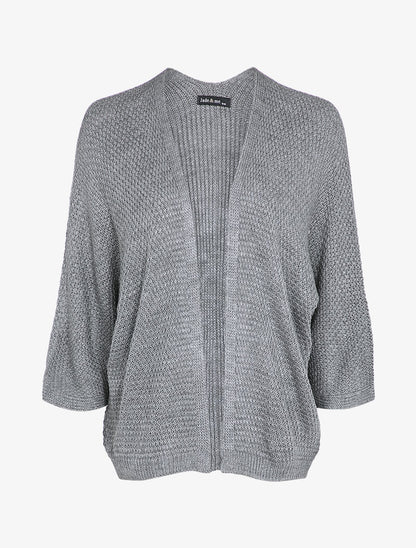 Gilet ouvert oversize à manches dolman - Gris - 1