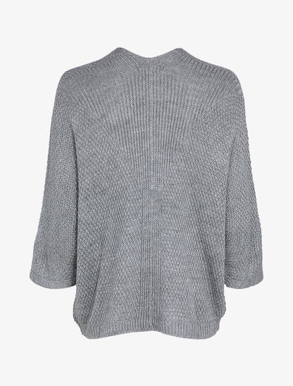 Gilet ouvert oversize à manches dolman - Gris - 2