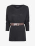 Robe pull asymétrique coupe chauve-souris - Noir - 1