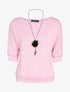 Pull chauve-souris avec sautoir - Rose - 4