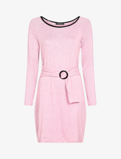Robe pull à ceinture intégrée - Rose - 2
