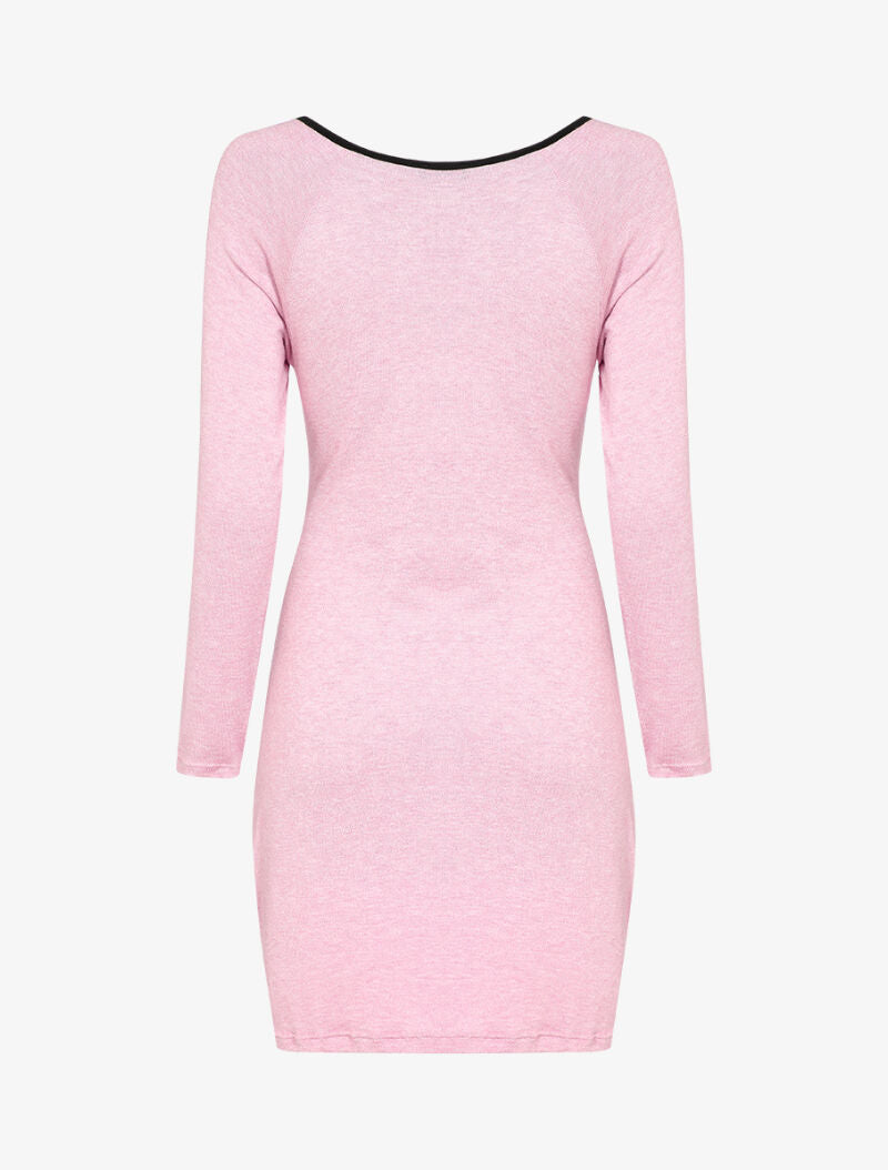Robe pull à ceinture intégrée - Rose - 3
