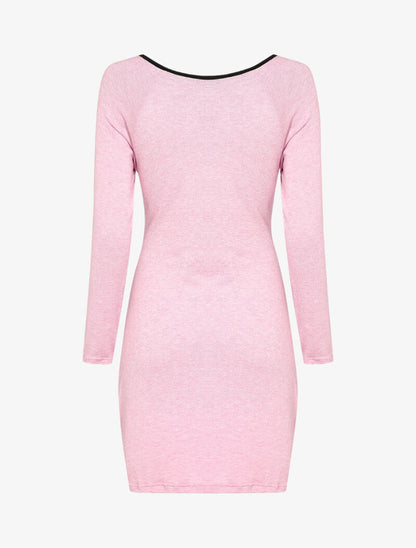 Robe pull à ceinture intégrée - Rose - 3