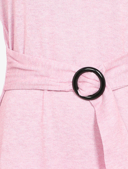 Robe pull à ceinture intégrée - Rose - 4