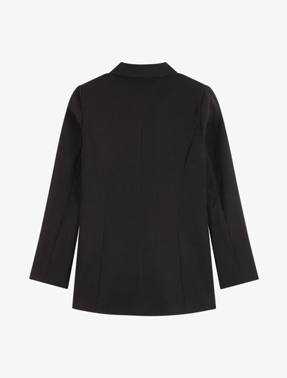 Blazer à col tailleur et poches décoratives - Noir - 2