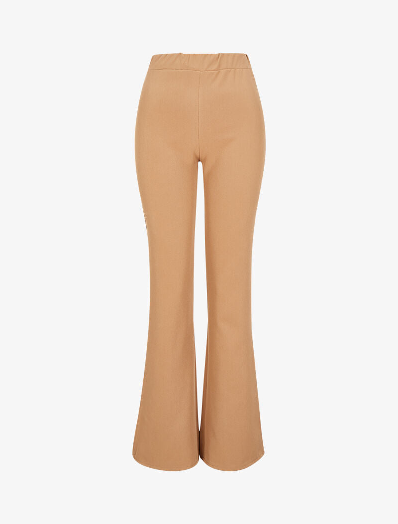 Pantalon flare extra long à bords fendus - Beige - 1