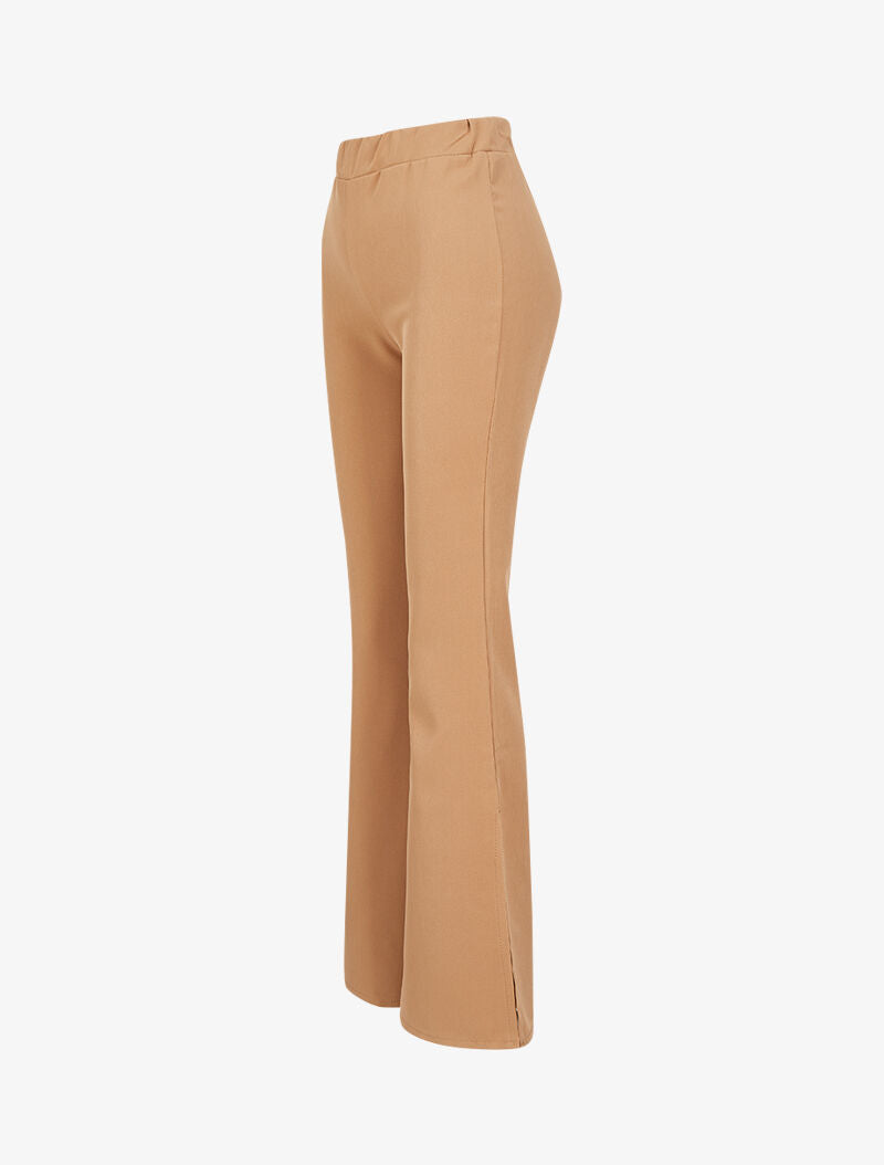 Pantalon flare extra long à bords fendus - Beige - 3