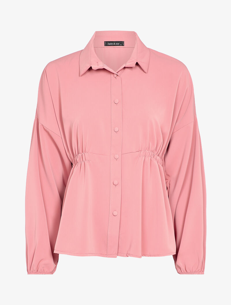 Chemise fluide cintrée à manches style kimono - Rose - 1
