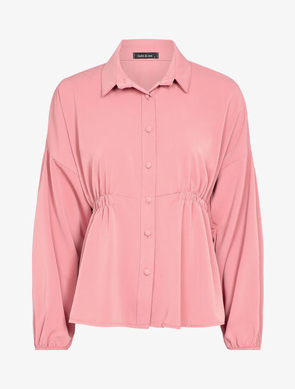 Chemise fluide cintrée à manches style kimono - Rose - 1