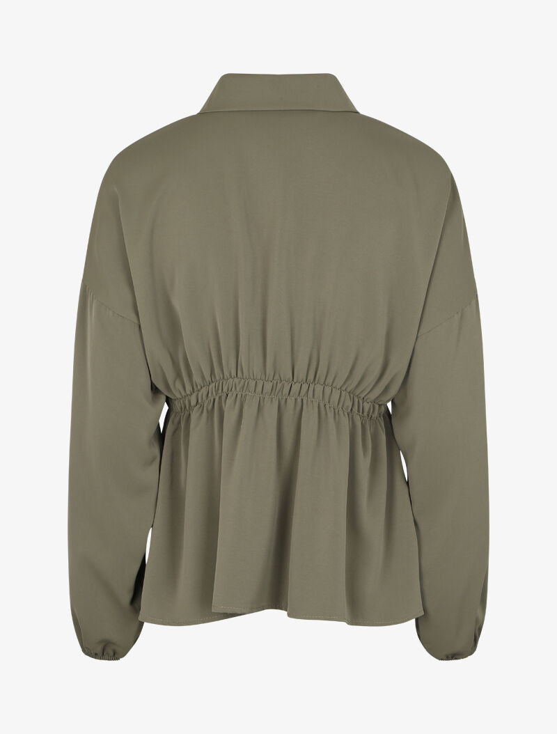 Chemise fluide cintrée à manches style kimono - Kaki - 2