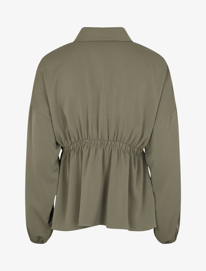 Chemise fluide cintrée à manches style kimono - Kaki - 2