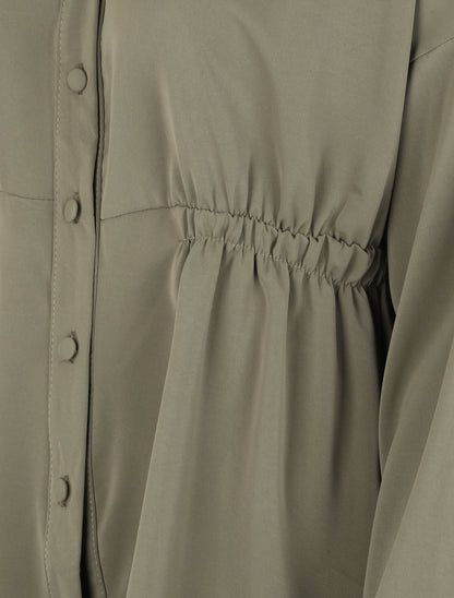 Chemise fluide cintrée à manches style kimono - Kaki - 3