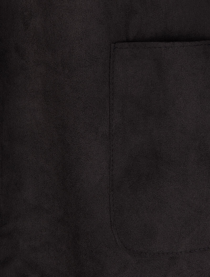 Veste ouverte mi-longue en suédine - Noir - 3
