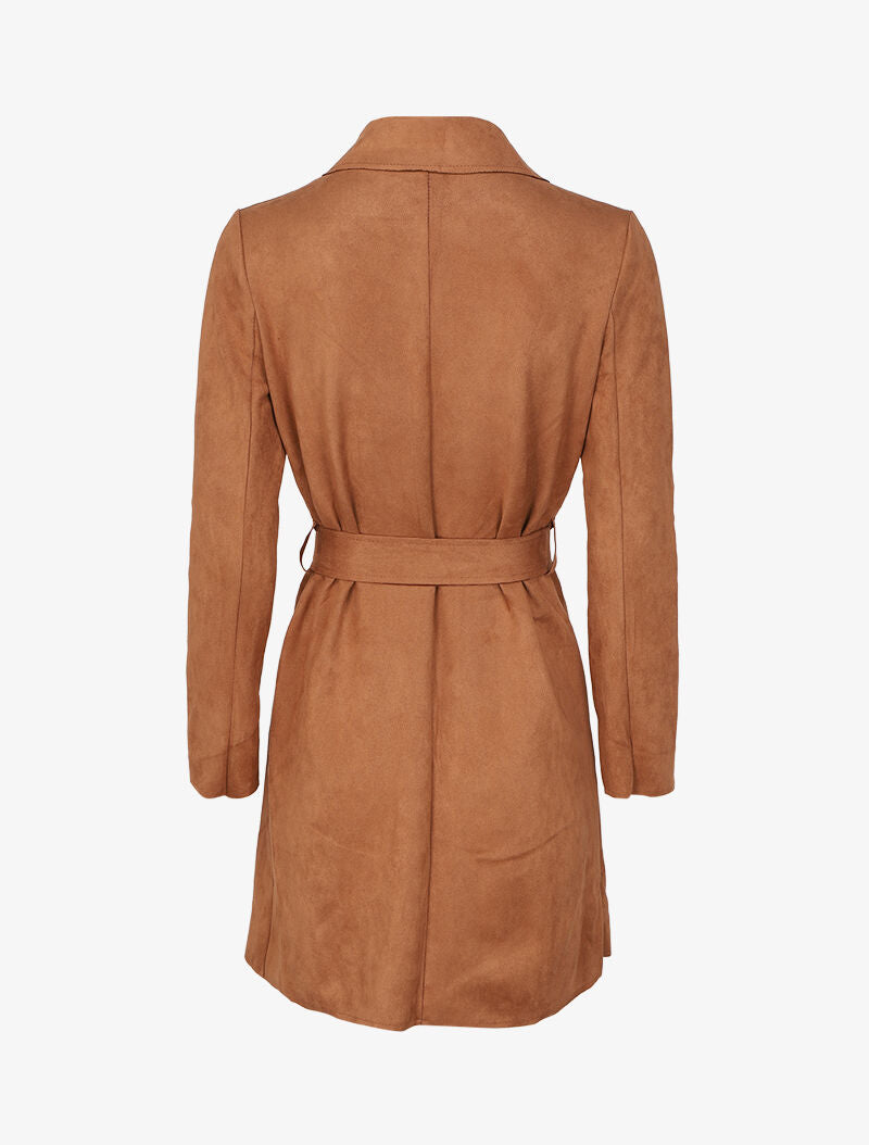 Veste style trench en suédine - Camel - 2