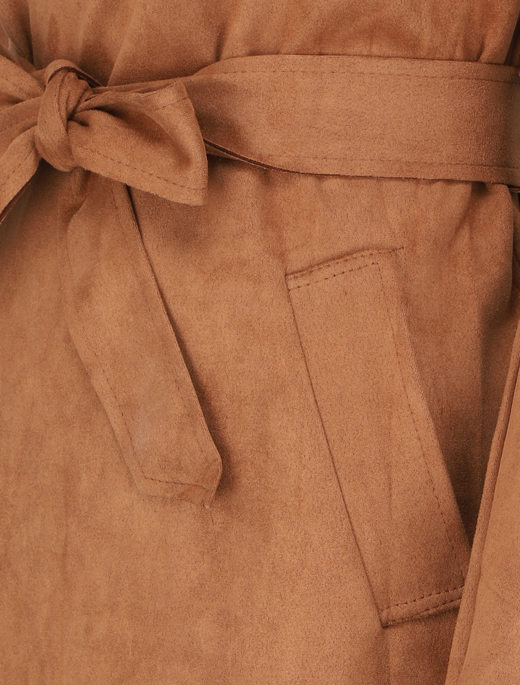 Veste style trench en suédine - Camel - 3