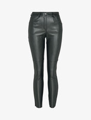 Pantalon slim taille standard en simili - Noir - 1