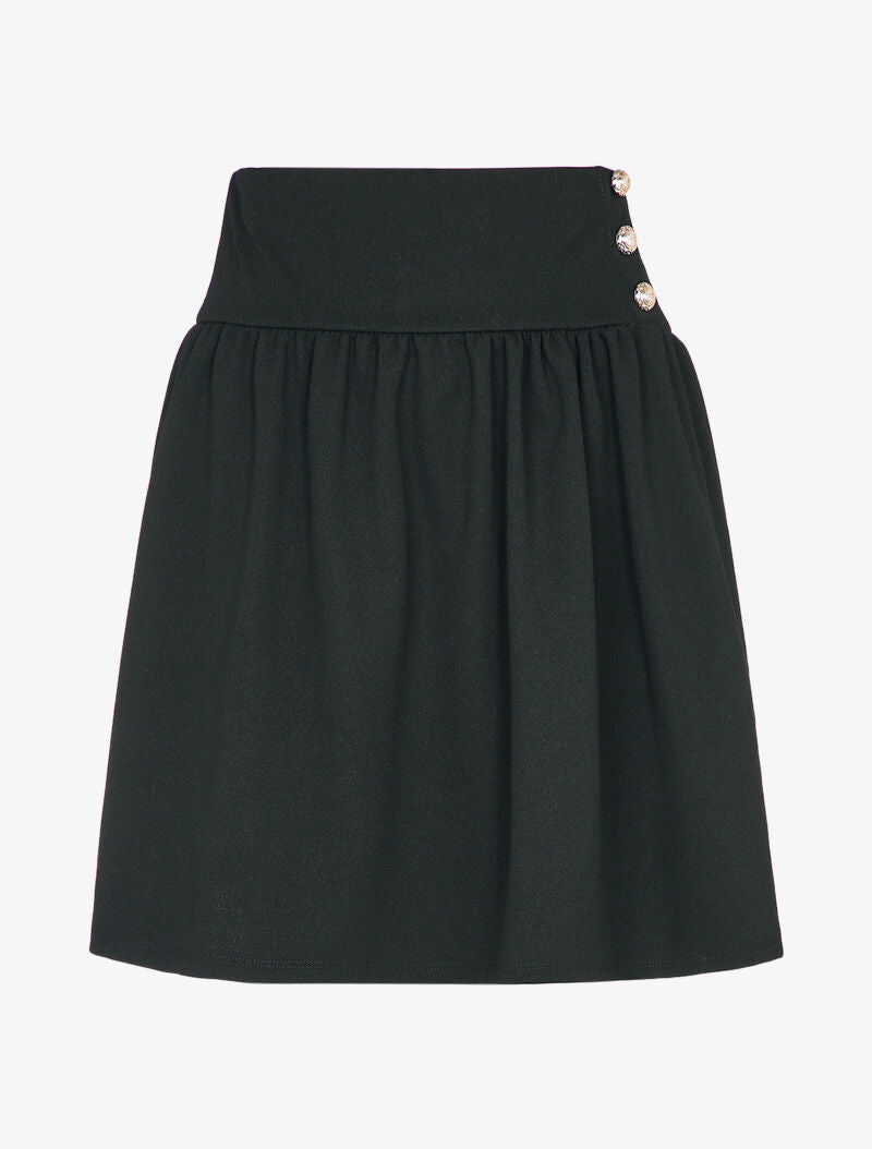 Jupe taille haute patineuse - Noir - 1