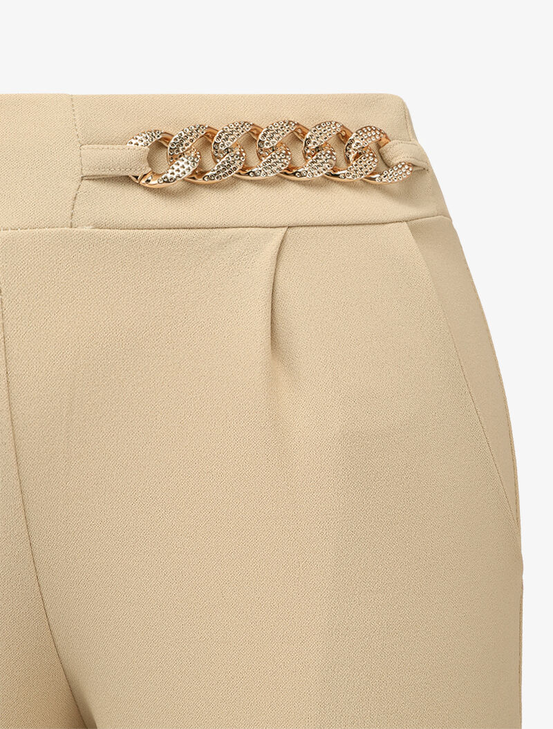 Pantalon 7/8 classique à chaîne stylisée - Beige - 3