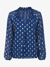 Blouse irisée à col stylisé - Bleu marine - 4