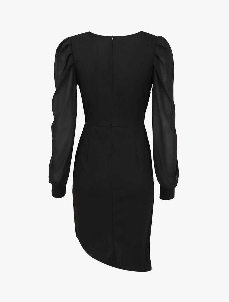 Robe portefeuille col cache-coeur - Noir - 2