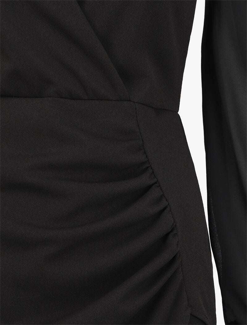 Robe portefeuille col cache-coeur - Noir - 3