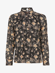 Blouse à imprimé fleuri - Noir - 1