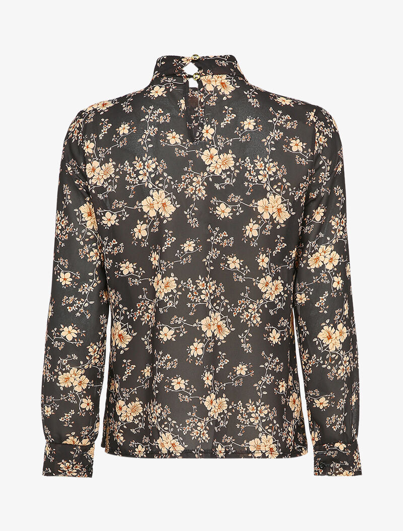 Blouse à imprimé fleuri - Noir - 2