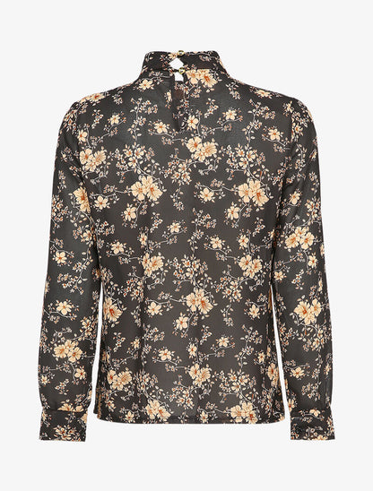 Blouse à imprimé fleuri - Noir - 2